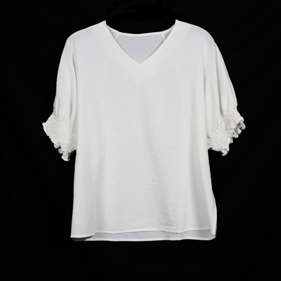 Puff Sleeve V-neck Top - Picture 1 of 14